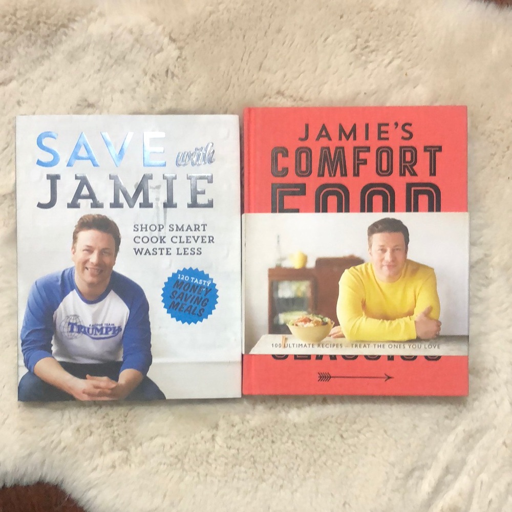 Two Jamie Oliver Cookbooks:  Jamie’s Comfort Food and Save with Jamie